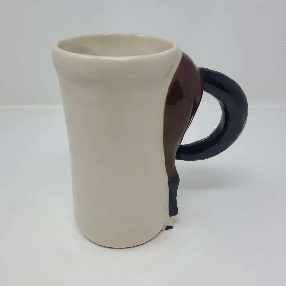 VTG 1996 Happy Appy Valley Studio Horse Mug Tail Handle Beige Black Brown White